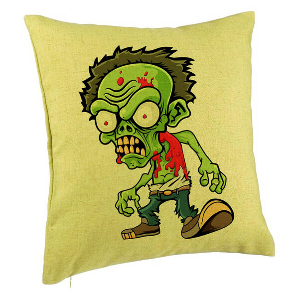 Perna Decorativa, Model Zombie, 40x40 cm, Verde, Husa Detasabila, Burduf 5 Perna Decorativa