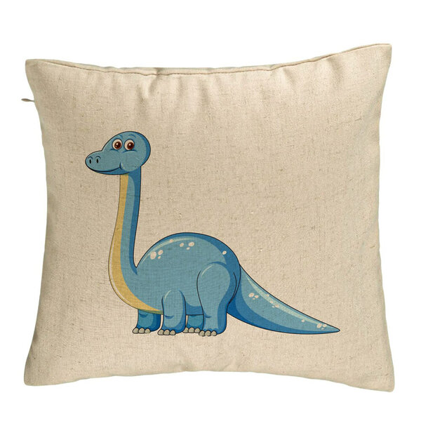 Perna Decorativa, Model copii, Blue Dinozaur, 40x40 cm, Bej, Husa Detasabila, Burduf 5 Perna Decorativa