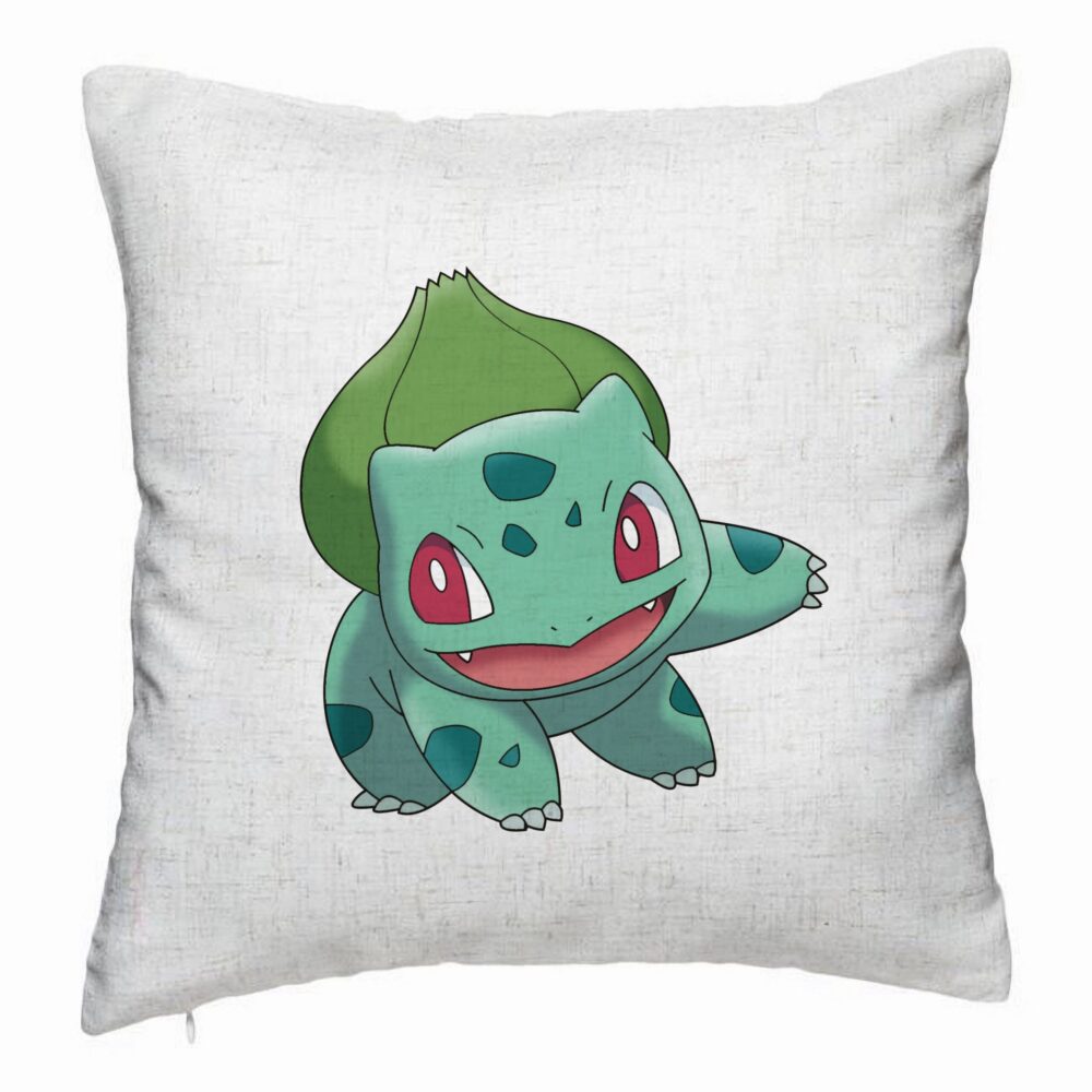Perna Decorativa, Model copii Bulbasaur, 40x40 cm, Alb Murdar, Husa Detasabila, Burduf 5 Perna Decorativa