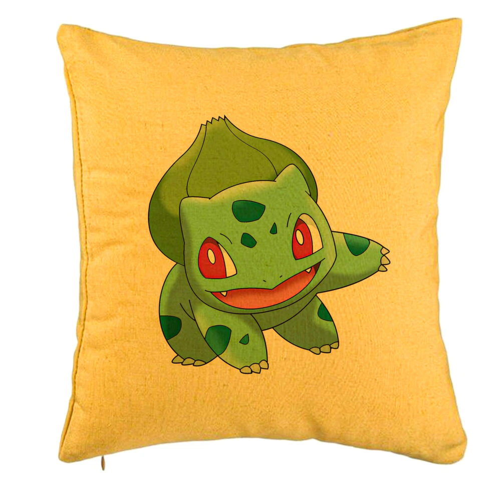 Perna Decorativa, Model copii Bulbasaur, 40x40 cm, Galben, Husa Detasabila, Burduf 5 Perna Decorativa