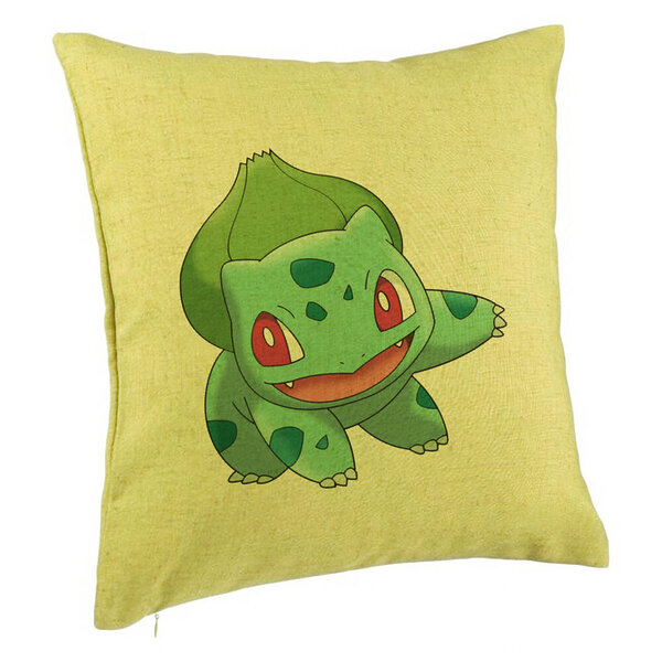 Perna Decorativa, Model copii Bulbasaur, 40x40 cm, Verde, Husa Detasabila, Burduf 5 Perna Decorativa