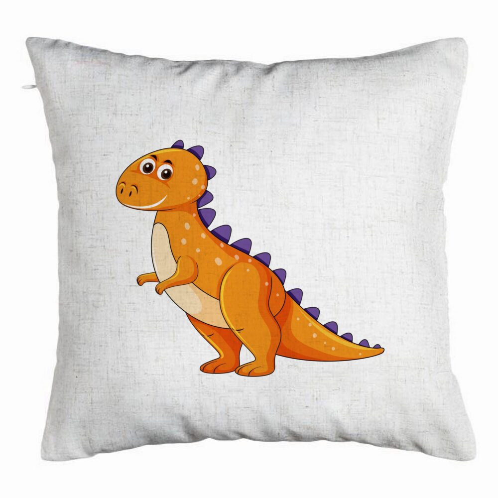Perna Decorativa, Model copii Dinozaur Portocaliu, 40x40 cm, Alb Murdar, Husa Detasabila, Burduf 5 Perna Decorativa