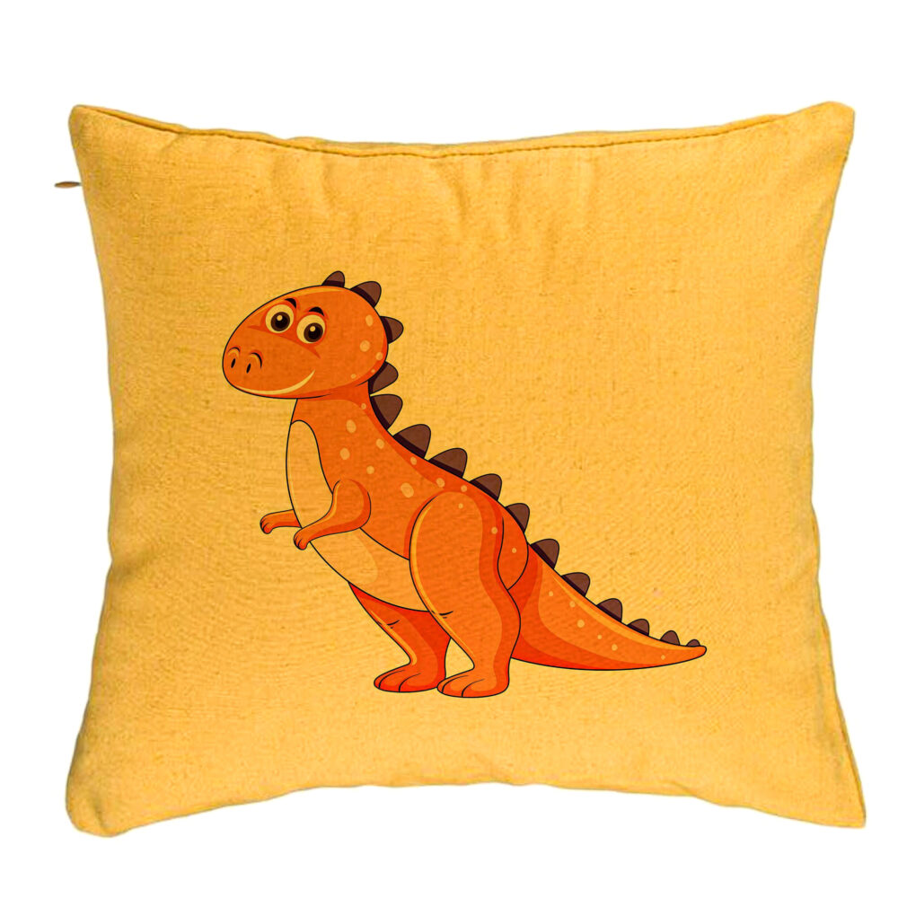 Perna Decorativa, Model copii Dinozaur Portocaliu, 40x40 cm, Galben, Husa Detasabila, Burduf 5 Perna Decorativa