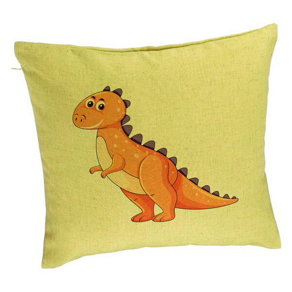 Perna Decorativa, Model copii Dinozaur Portocaliu, 40x40 cm, Verde, Husa Detasabila, Burduf 5 Perna Decorativa