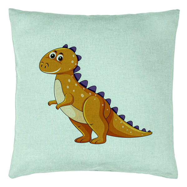Perna Decorativa, Model copii Dinozaur Portocaliu, 40x40 cm, Verde Menta, Husa Detasabila, Burduf 15 Perna Decorativa