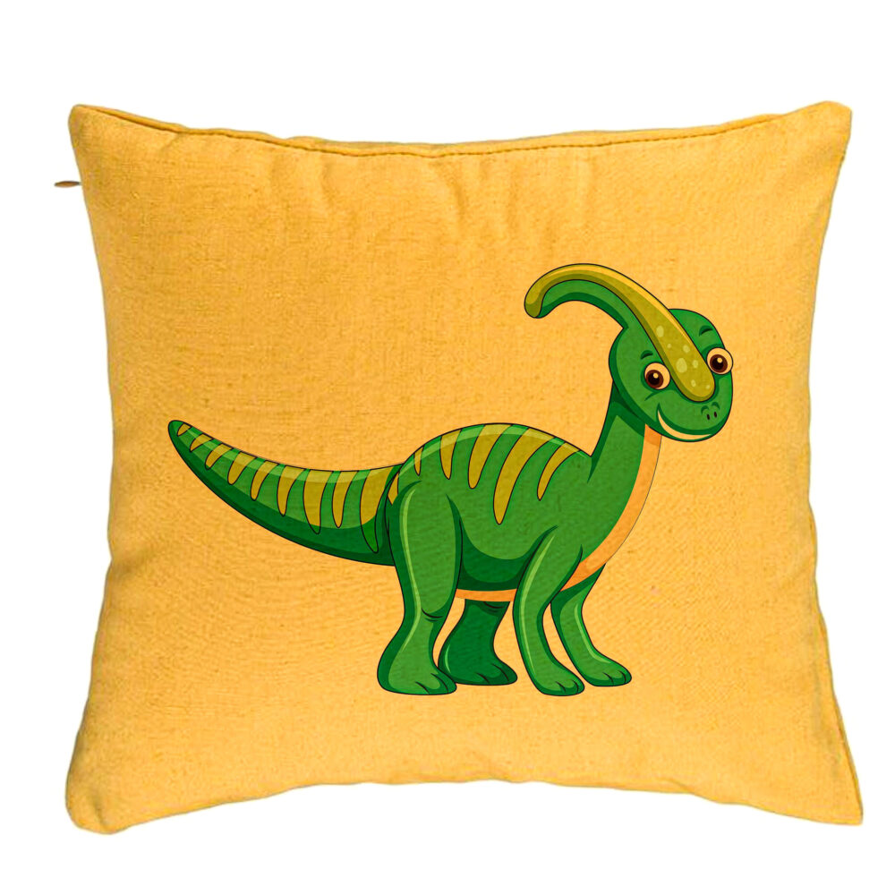 Perna Decorativa, Model copii Dinozaur Verde, 40x40 cm, Galben, Husa Detasabila, Burduf 5 Perna Decorativa