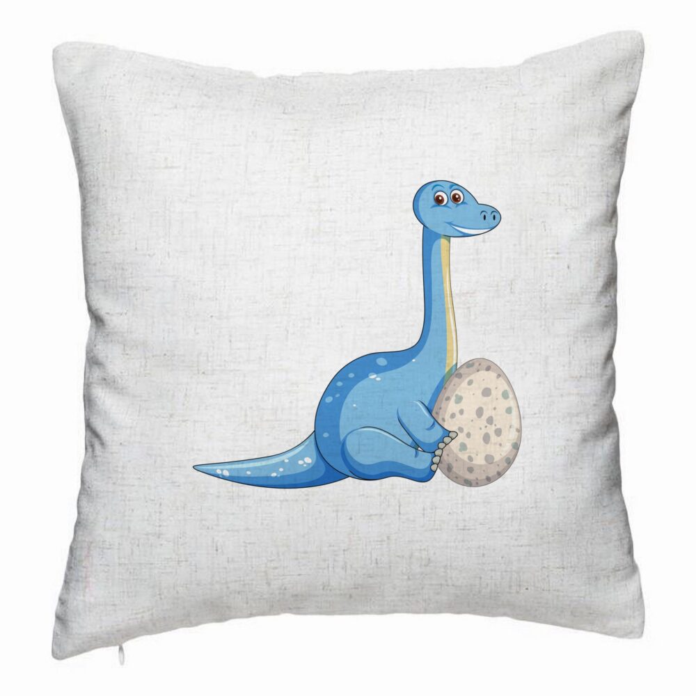 Perna Decorativa, Model copii, Dinozaur cu oua, 40x40 cm, Alb Murdar, Husa Detasabila, Burduf 5 Perna Decorativa