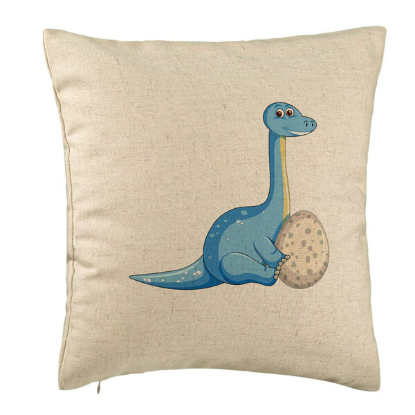 Perna Decorativa, Model copii, Dinozaur cu oua, 40x40 cm, Bej, Husa Detasabila, Burduf 5 Perna Decorativa