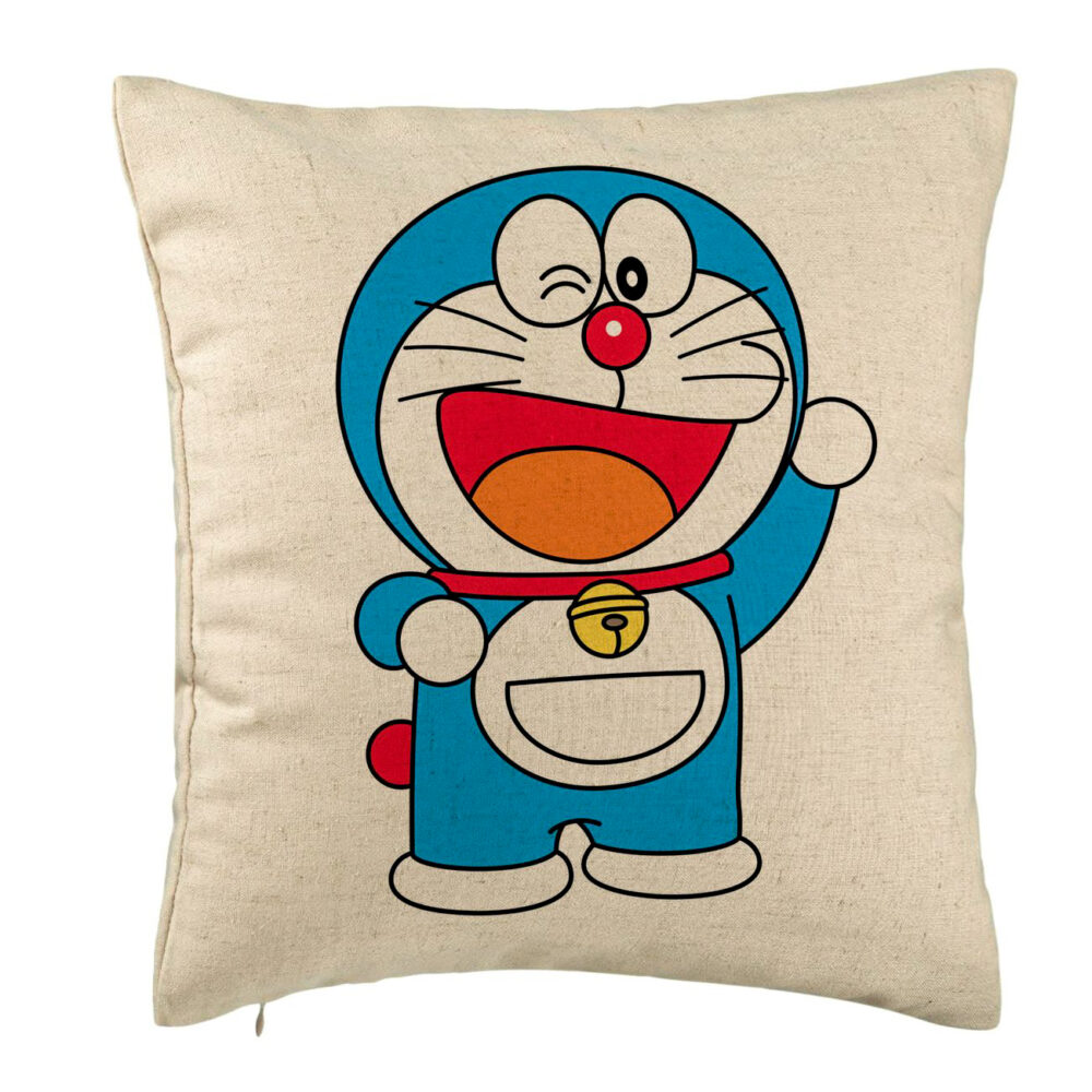Perna Decorativa, Model copii Doraemon, 40x40 cm, Bej, Husa Detasabila, Burduf 5 Perna Decorativa