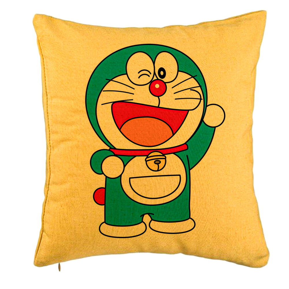 Perna Decorativa, Model copii Doraemon, 40x40 cm, Galben, Husa Detasabila, Burduf 5 Perna Decorativa