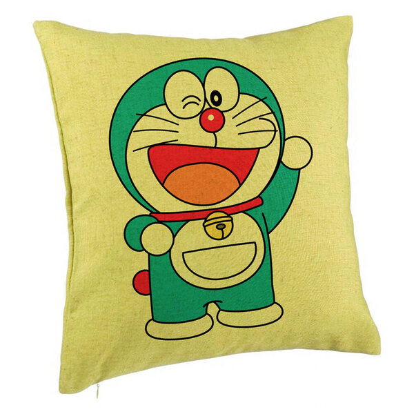 Perna Decorativa, Model copii Doraemon, 40x40 cm, Verde, Husa Detasabila, Burduf 5 Perna Decorativa