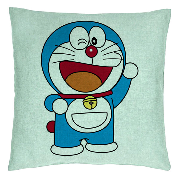 Perna Decorativa, Model copii Doraemon, 40x40 cm, Verde Menta, Husa Detasabila, Burduf 15 Perna Decorativa