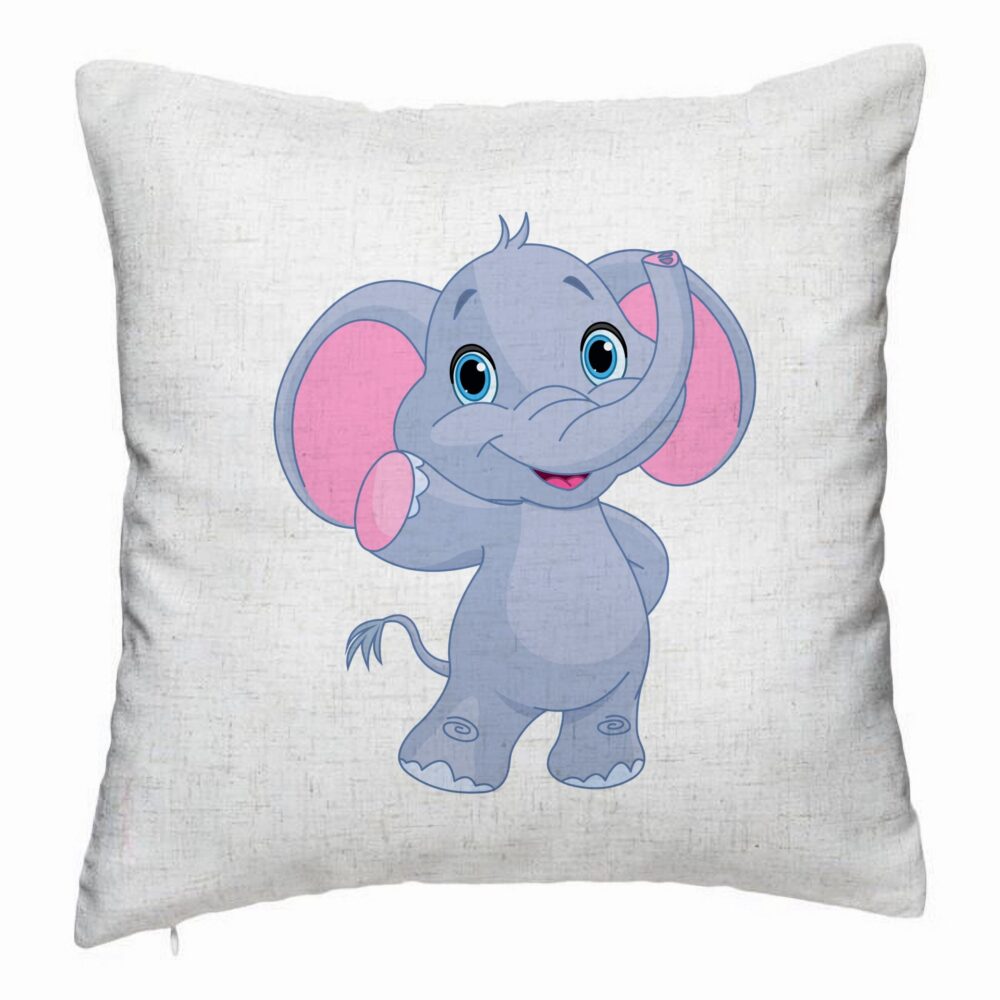 Perna Decorativa, Model copii Elefant, 40x40 cm, Alb Murdar, Husa Detasabila, Burduf 5 Perna Decorativa