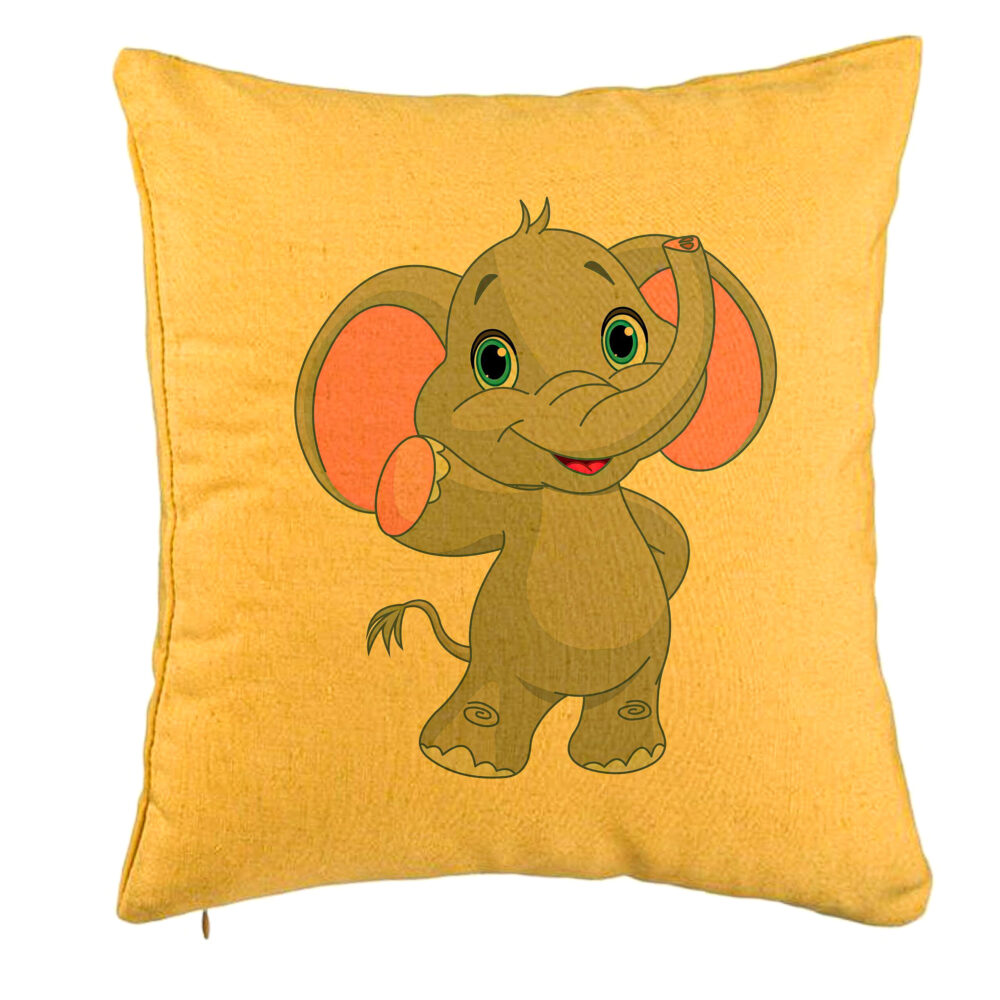 Perna Decorativa, Model copii Elefant, 40x40 cm, Galben, Husa Detasabila, Burduf 5 Perna Decorativa