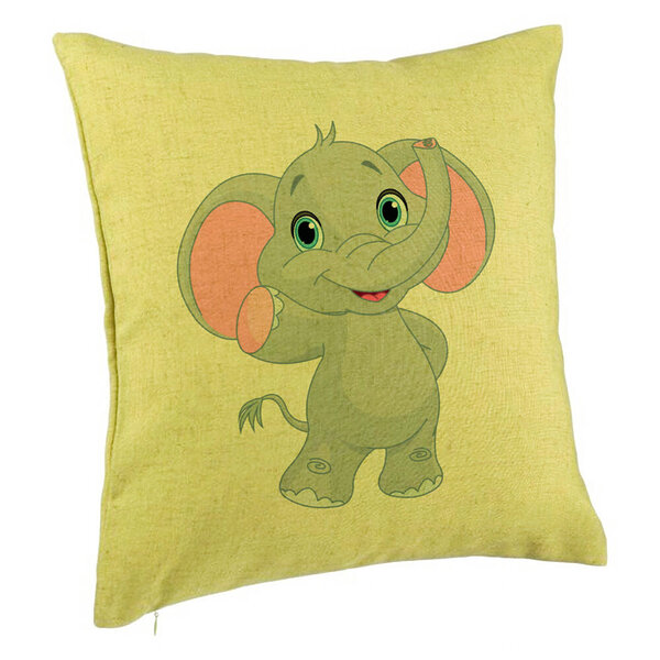 Perna Decorativa, Model copii Elefant, 40x40 cm, Verde, Husa Detasabila, Burduf 5 Perna Decorativa