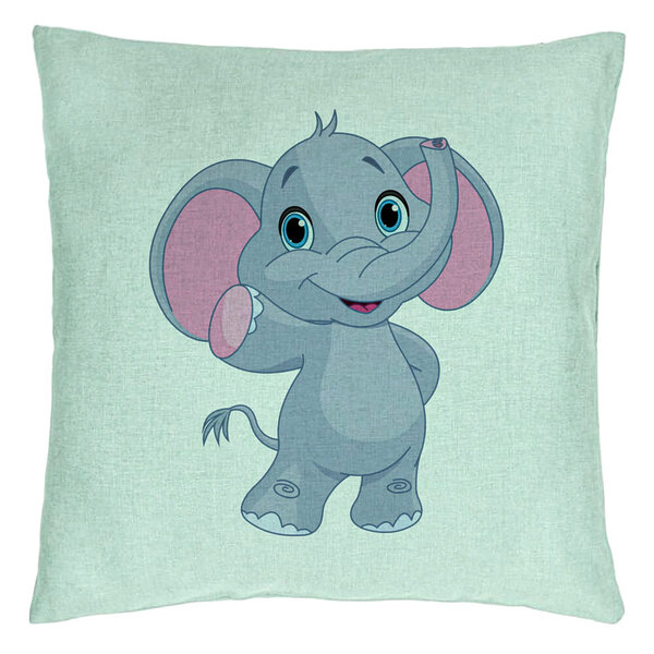 Perna Decorativa, Model copii Elefant, 40x40 cm, Verde Menta, Husa Detasabila, Burduf 15 Perna Decorativa