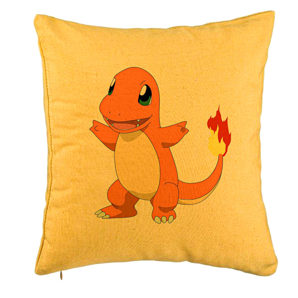 Perna Decorativa, Model copii Fire Lizard, 40x40 cm, Galben, Husa Detasabila, Burduf 5 Perna Decorativa