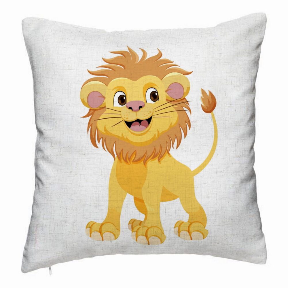 Perna Decorativa, Model copii Little Lion, 40x40 cm, Alb Murdar, Husa Detasabila, Burduf 5 Perna Decorativa