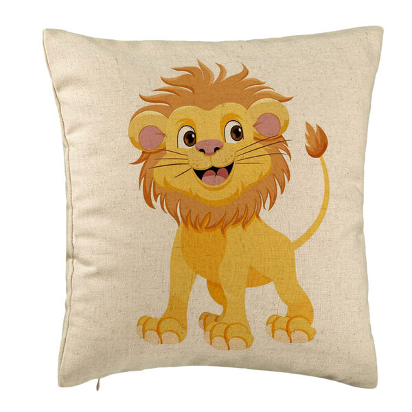 Perna Decorativa, Model copii Little Lion, 40x40 cm, Bej, Husa Detasabila, Burduf 5 Perna Decorativa