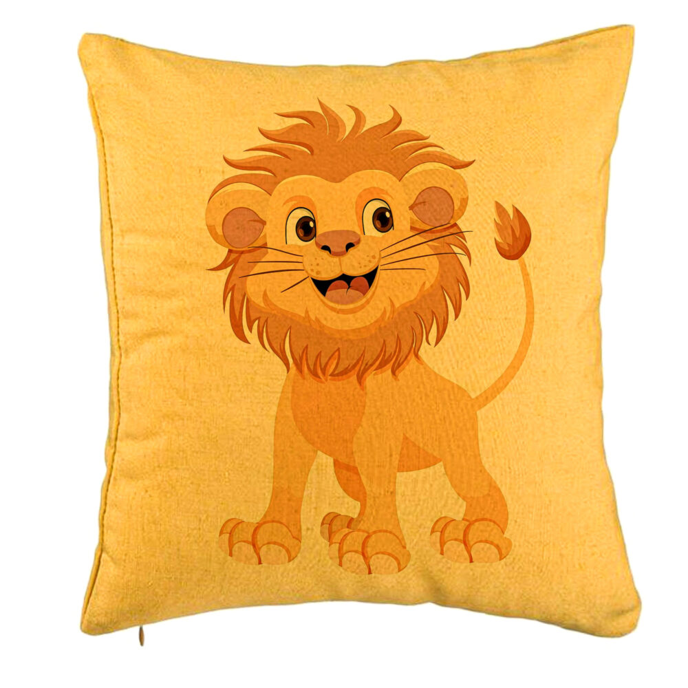 Perna Decorativa, Model copii Little Lion, 40x40 cm, Galben, Husa Detasabila, Burduf 5 Perna Decorativa