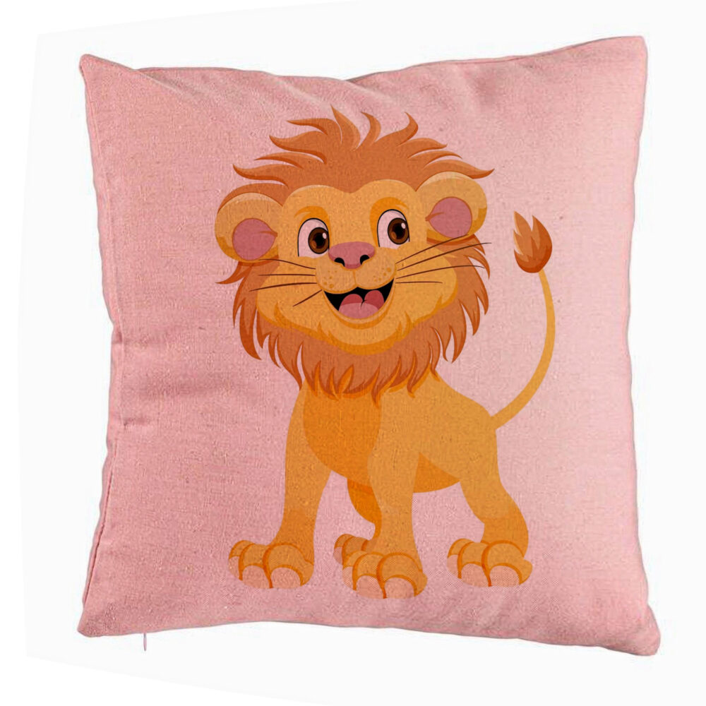 Perna Decorativa, Model copii Little Lion, 40x40 cm, Roz, Husa Detasabila, Burduf 5 Perna Decorativa