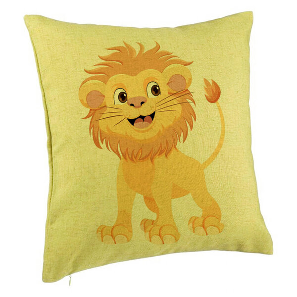 Perna Decorativa, Model copii Little Lion, 40x40 cm, Verde, Husa Detasabila, Burduf 5 Perna Decorativa