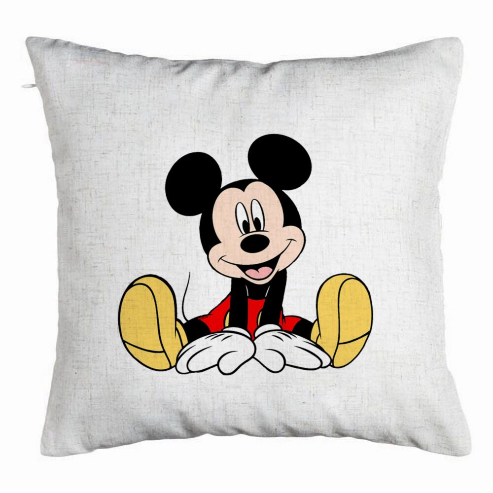 Perna Decorativa, Model copii Mickey Mouse, 40x40 cm, Alb Murdar, Husa Detasabila, Burduf 5 Perna Decorativa