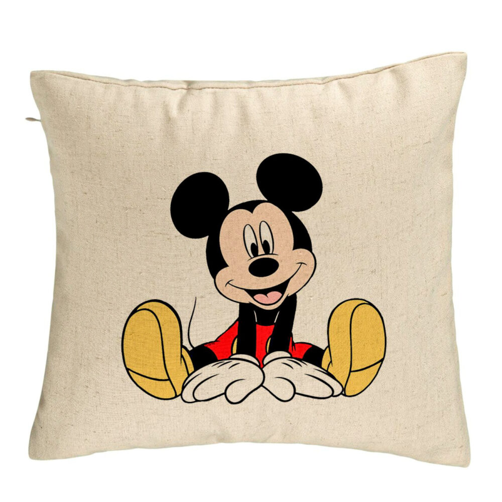 Perna Decorativa, Model copii Mickey Mouse, 40x40 cm, Bej, Husa Detasabila, Burduf 5 Perna Decorativa