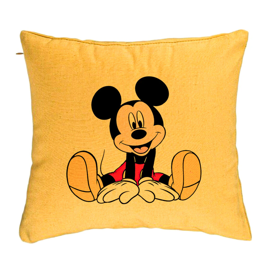 Perna Decorativa, Model copii Mickey Mouse, 40x40 cm, Galben, Husa Detasabila, Burduf 5 Perna Decorativa