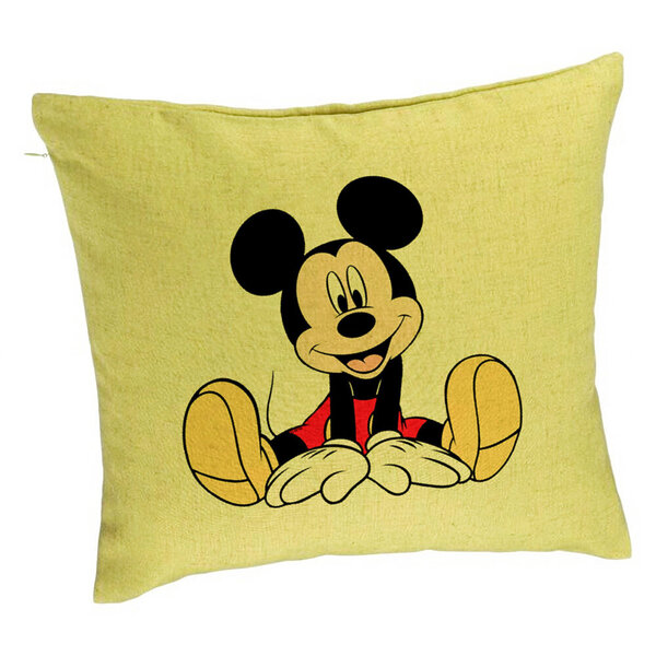 Perna Decorativa, Model copii Mickey Mouse, 40x40 cm, Verde, Husa Detasabila, Burduf 5 Perna Decorativa