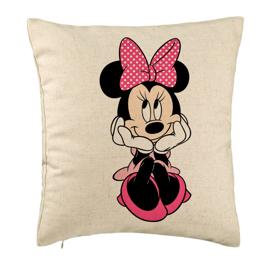 Perna Decorativa, Model copii Minnie Mouse, 40x40 cm, Bej, Husa Detasabila, Burduf 5 Perna Decorativa