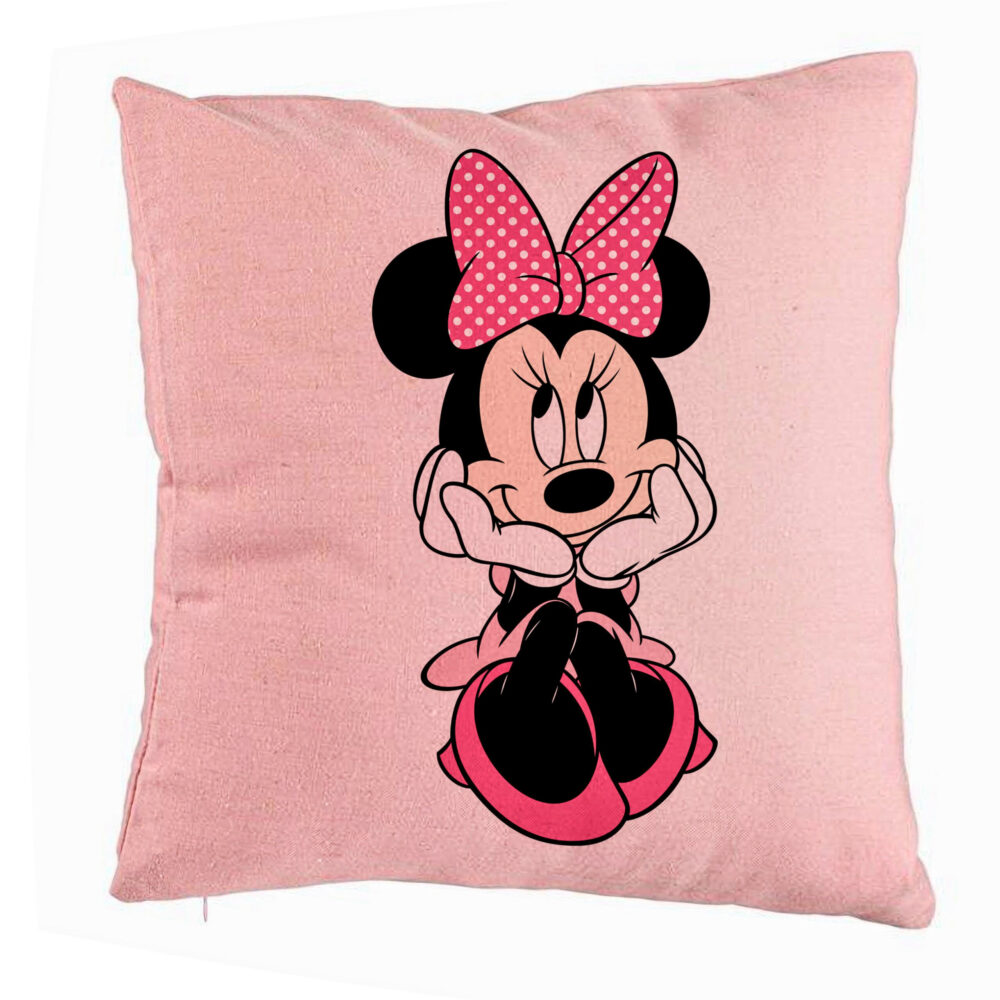 Perna Decorativa, Model copii Minnie Mouse, 40x40 cm, Roz, Husa Detasabila, Burduf 5 Perna Decorativa