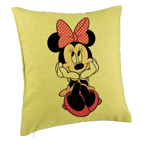 Perna Decorativa, Model copii Minnie Mouse, 40x40 cm, Verde, Husa Detasabila, Burduf 5 Perna Decorativa