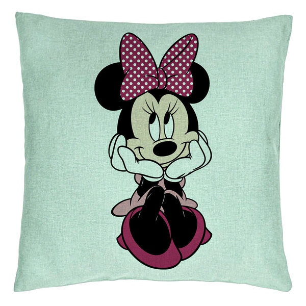 Perna Decorativa, Model copii Minnie Mouse, 40x40 cm, Verde Menta, Husa Detasabila, Burduf 15 Perna Decorativa