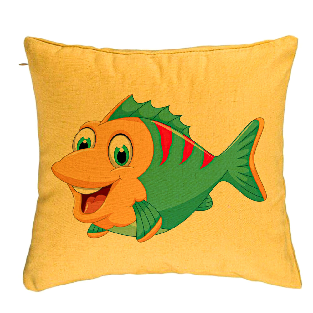 Perna Decorativa, Model copii Peste Galbenstru, 40x40 cm, Galben, Husa Detasabila, Burduf 5 Perna Decorativa