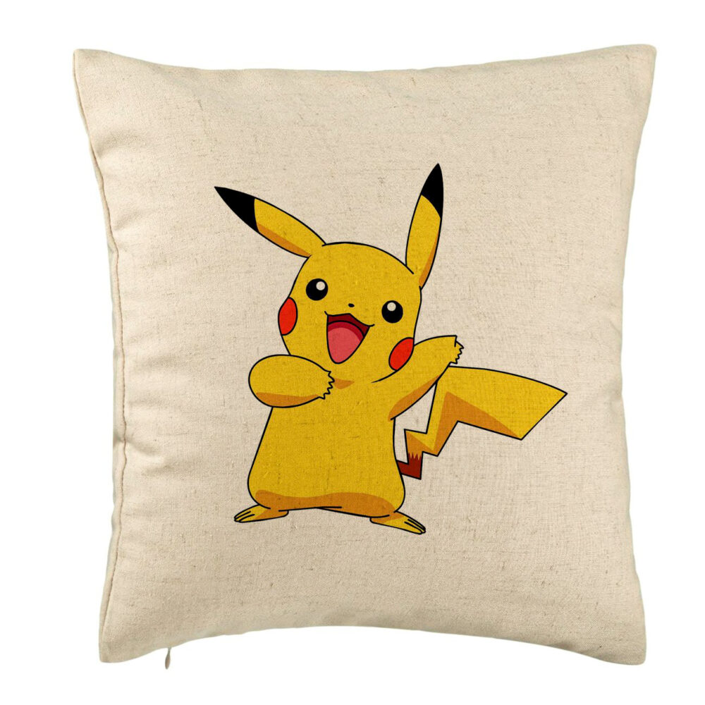 Perna Decorativa, Model copii Pikachu, 40x40 cm, Bej, Husa Detasabila, Burduf 5 Perna Decorativa