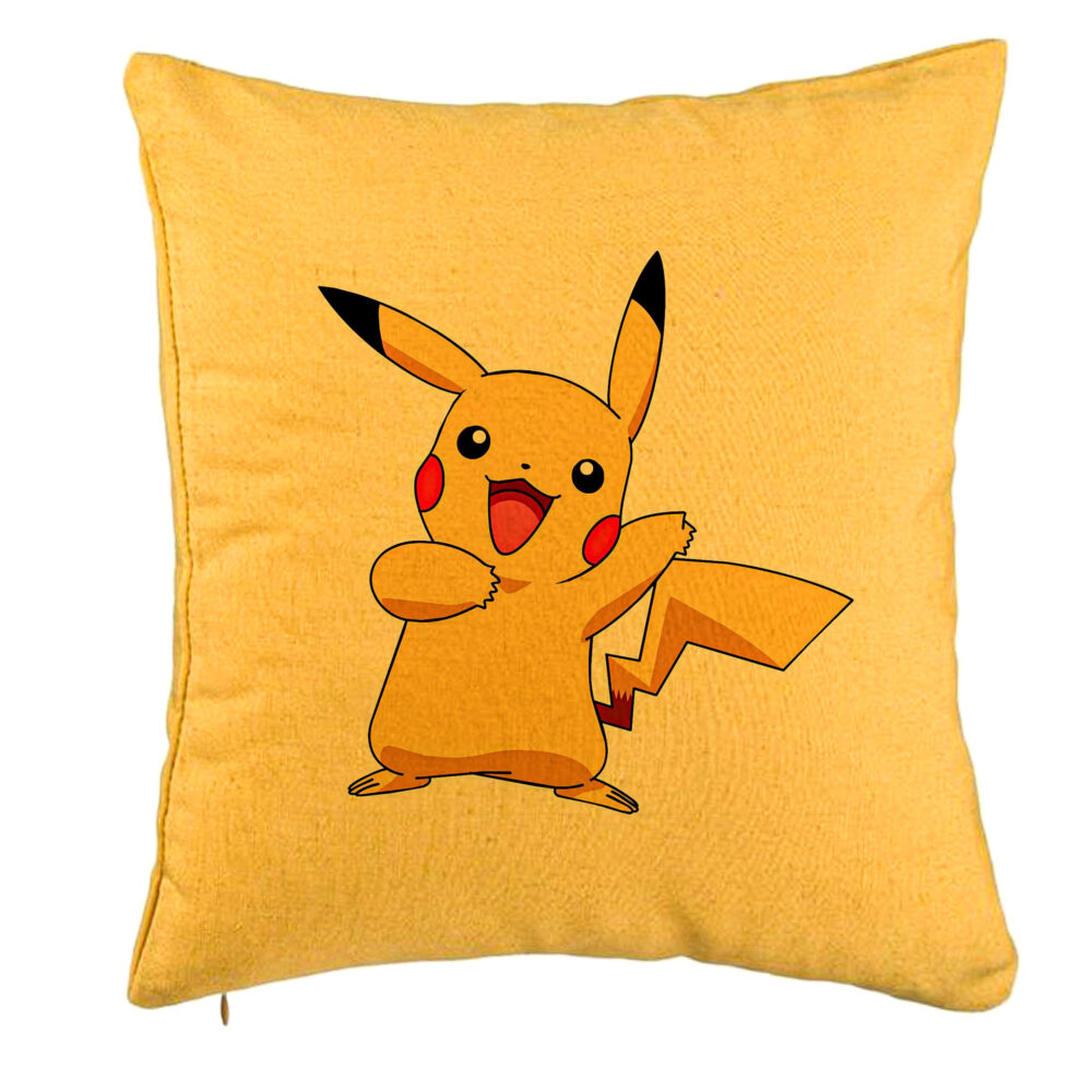Perna Decorativa, Model copii Pikachu, 40x40 cm, Galben, Husa Detasabila, Burduf 5 Perna Decorativa