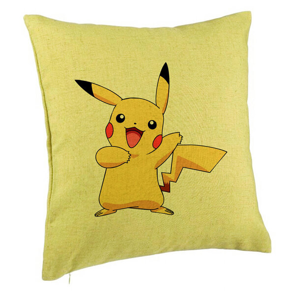 Perna Decorativa, Model copii Pikachu, 40x40 cm, Verde, Husa Detasabila, Burduf 5 Perna Decorativa