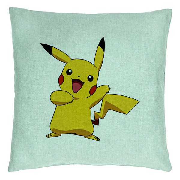 Perna Decorativa, Model copii Pikachu, 40x40 cm, Verde Menta, Husa Detasabila, Burduf 15 Perna Decorativa