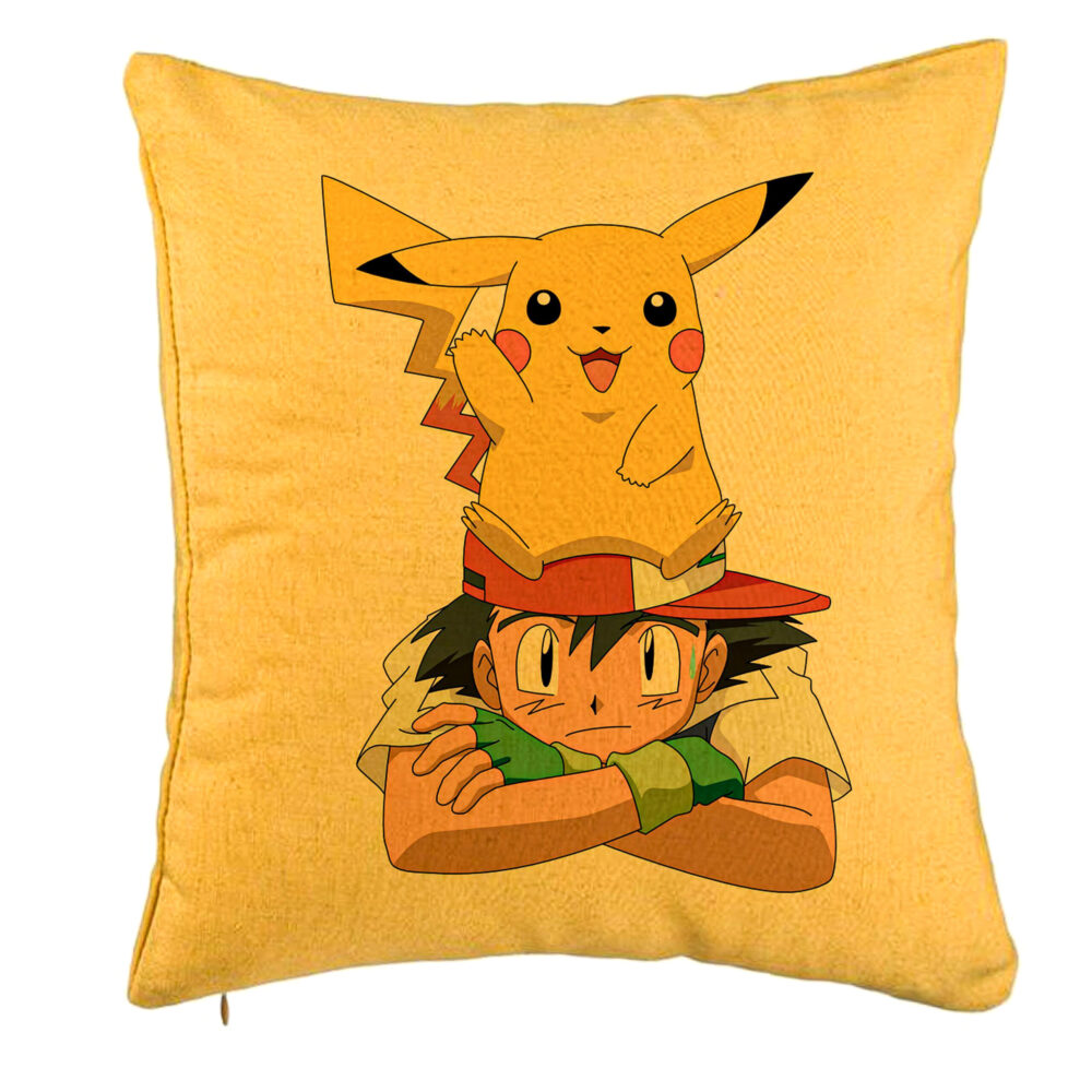 Perna Decorativa, Model copii Pikachu Pokemon, 40x40 cm, Galben, Husa Detasabila, Burduf 5 Perna Decorativa
