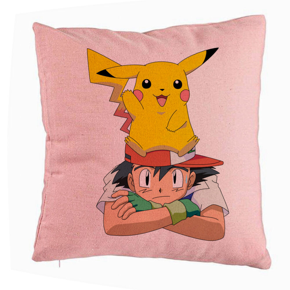 Perna Decorativa, Model copii Pikachu Pokemon, 40x40 cm, Roz, Husa Detasabila, Burduf 5 Perna Decorativa