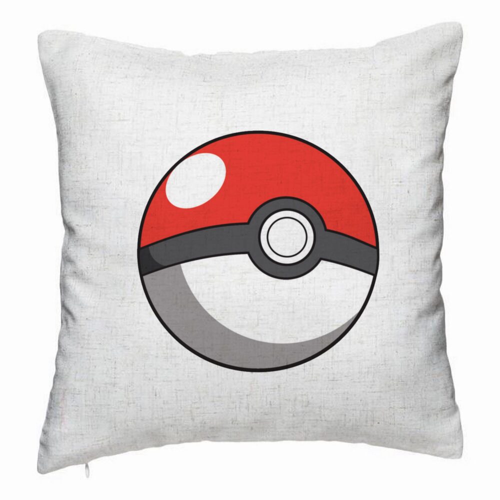 Perna Decorativa, Model copii Pokeball, 40x40 cm, Alb Murdar, Husa Detasabila, Burduf 5 Perna Decorativa