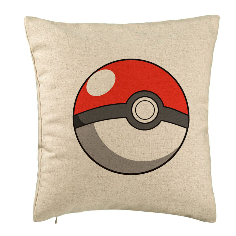 Perna Decorativa, Model copii Pokeball, 40x40 cm, Bej, Husa Detasabila, Burduf 5 Perna Decorativa