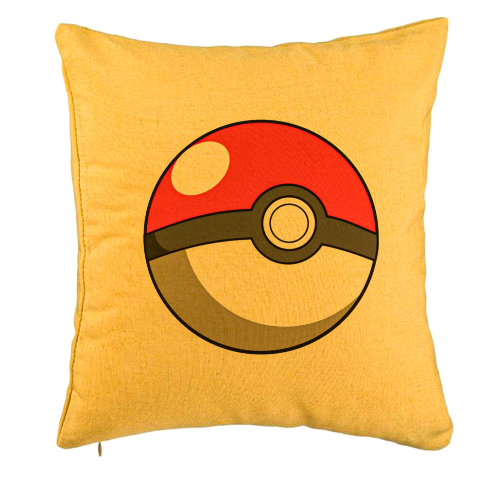 Perna Decorativa, Model copii Pokeball, 40x40 cm, Galben, Husa Detasabila, Burduf 5 Perna Decorativa