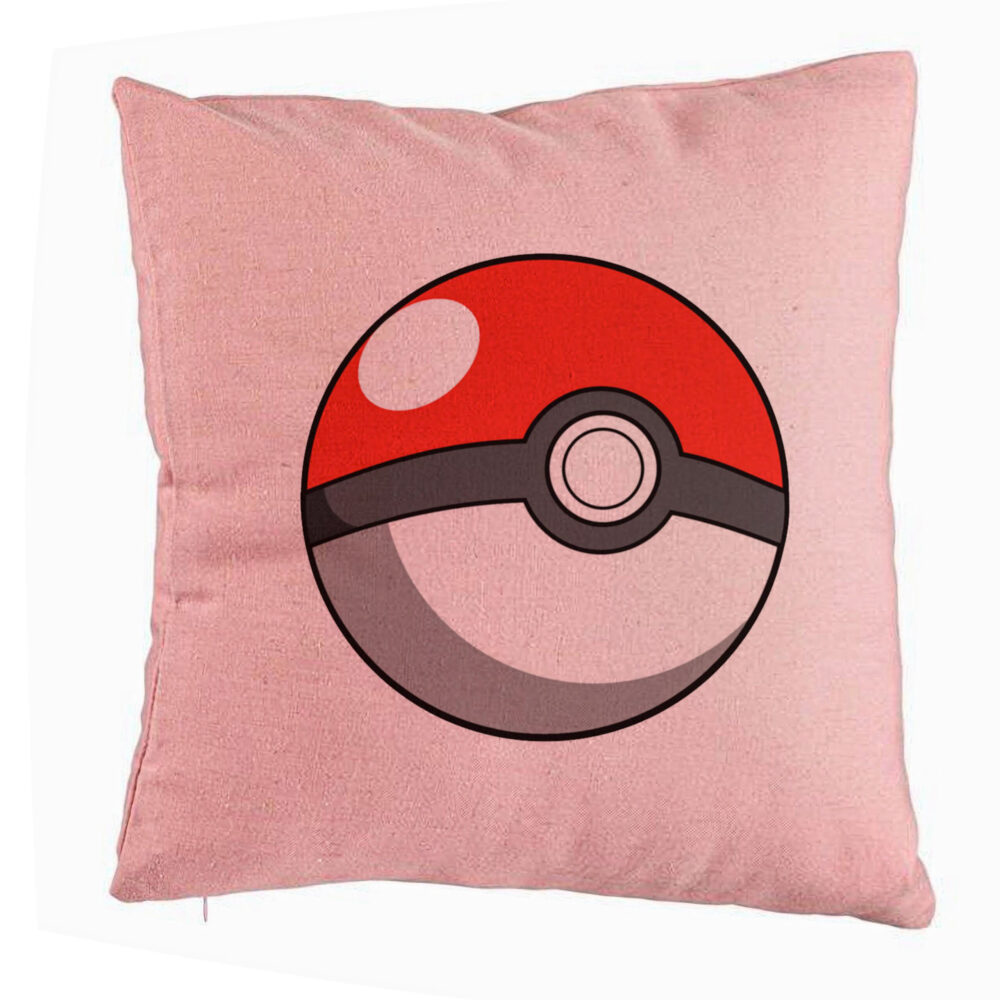 Perna Decorativa, Model copii Pokeball, 40x40 cm, Roz, Husa Detasabila, Burduf 5 Perna Decorativa