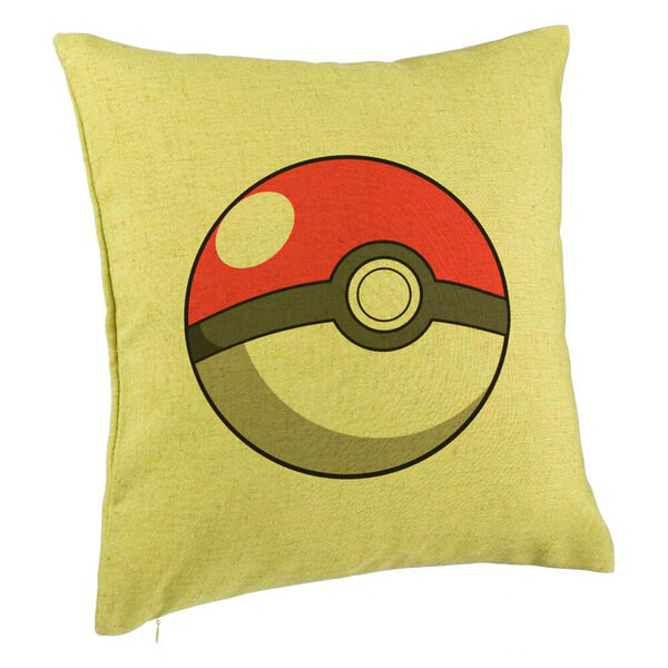 Perna Decorativa, Model copii Pokeball, 40x40 cm, Verde, Husa Detasabila, Burduf 5 Perna Decorativa