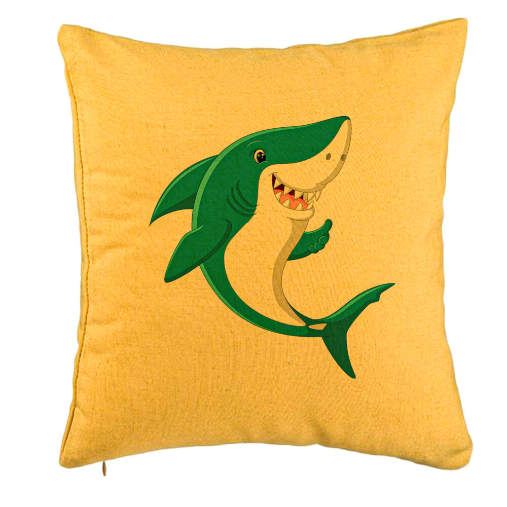 Perna Decorativa, Model copii Rechin Galbenstru, 40x40 cm, Galben, Husa Detasabila, Burduf 5 Perna Decorativa