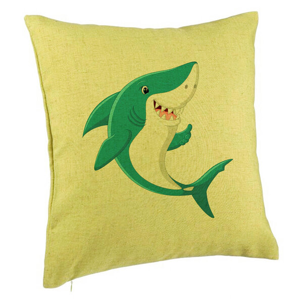 Perna Decorativa, Model copii Rechin Verdestru, 40x40 cm, Verde, Husa Detasabila, Burduf 5 Perna Decorativa
