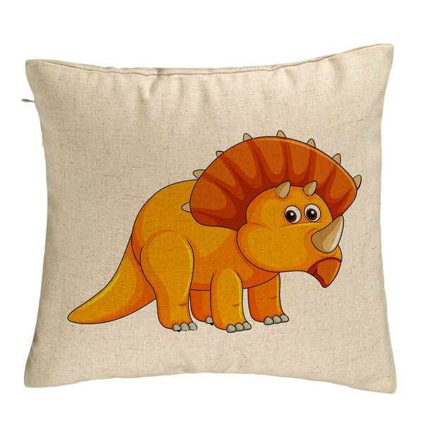 Perna Decorativa, Model copii cu Rhino, 40x40 cm, Bej, Husa Detasabila, Burduf 5 Perna Decorativa