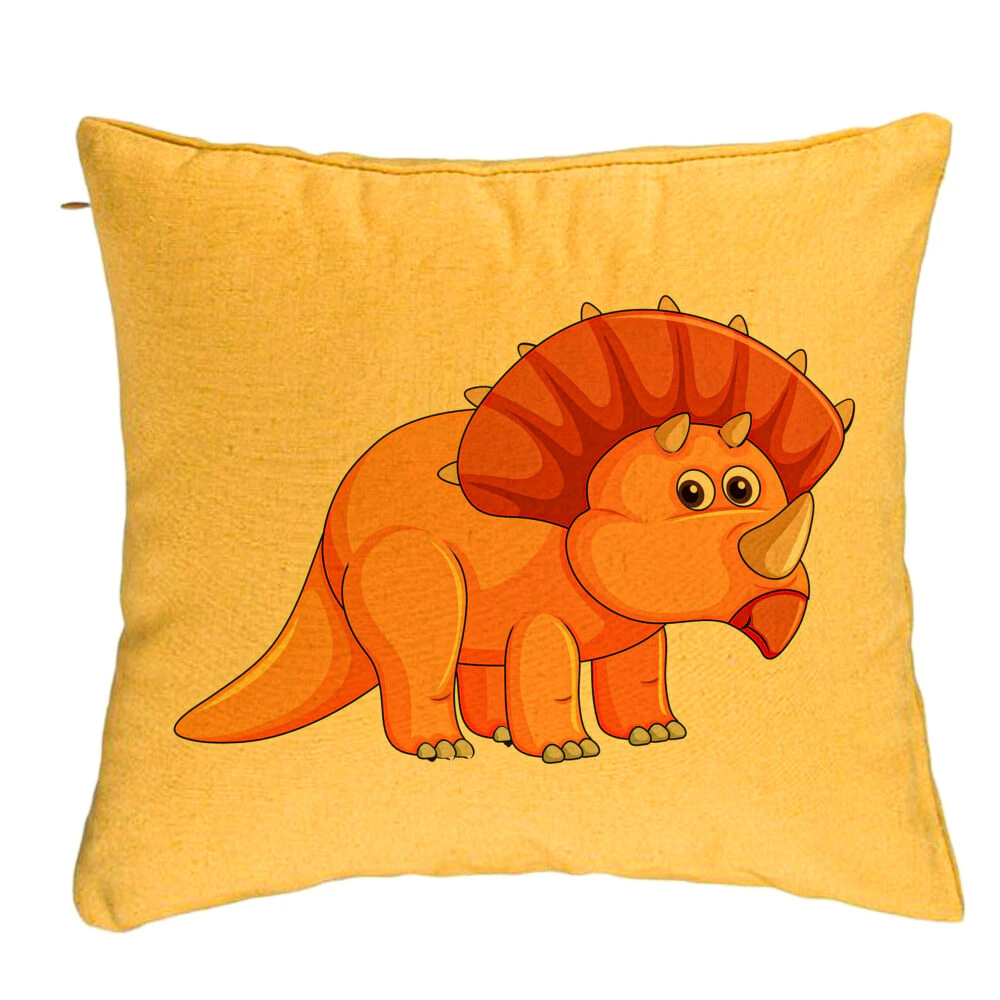 Perna Decorativa, Model copii cu Rhino, 40x40 cm, Galben, Husa Detasabila, Burduf 5 Perna Decorativa
